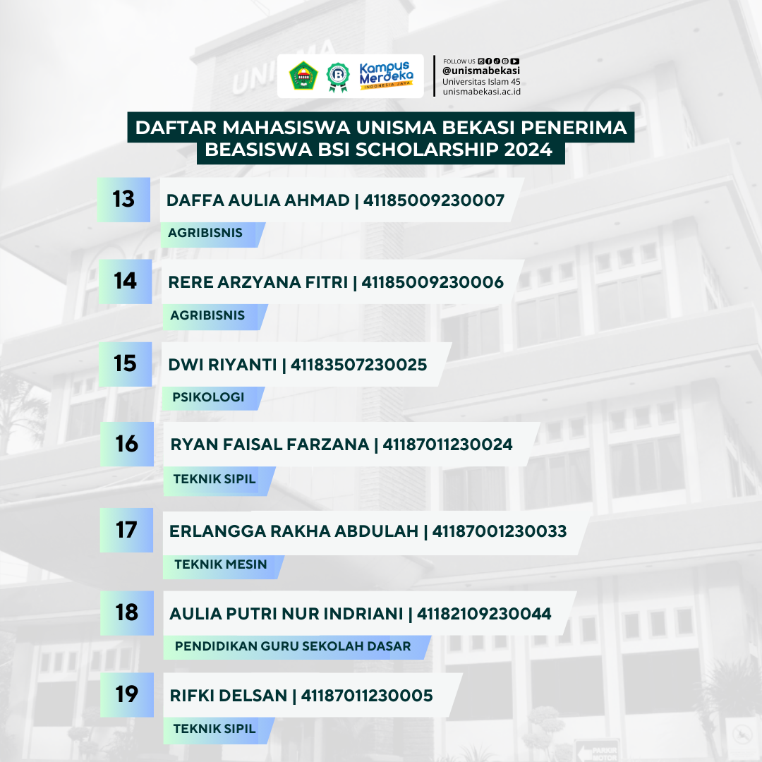 Beasiswa Bank BSI 2024 Universitas Islam 45 (UNISMA) Bekasi (3)